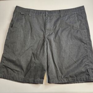 Metal Mulisha Mens Gray Flat Front Shorts 10" Size 44 Casual Embroidered Logo